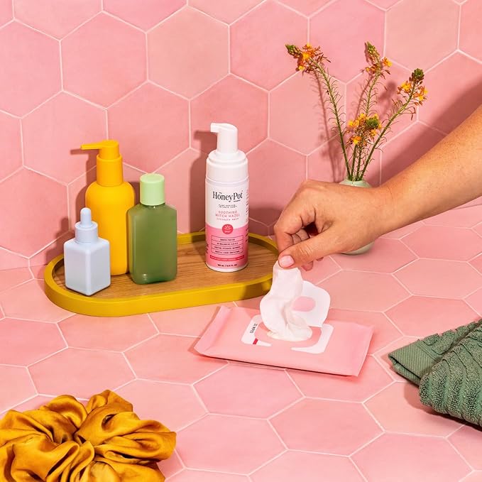 The Honey Pot Company - Soothing Witch Hazel Feminine & Hemorrhoid Wipes - Postpartum Essentials - Pregnancy Must Haves - Ph Balanced - Flushable Hemorrhoid Treatment - Fill Post Partum Kit - 20ct