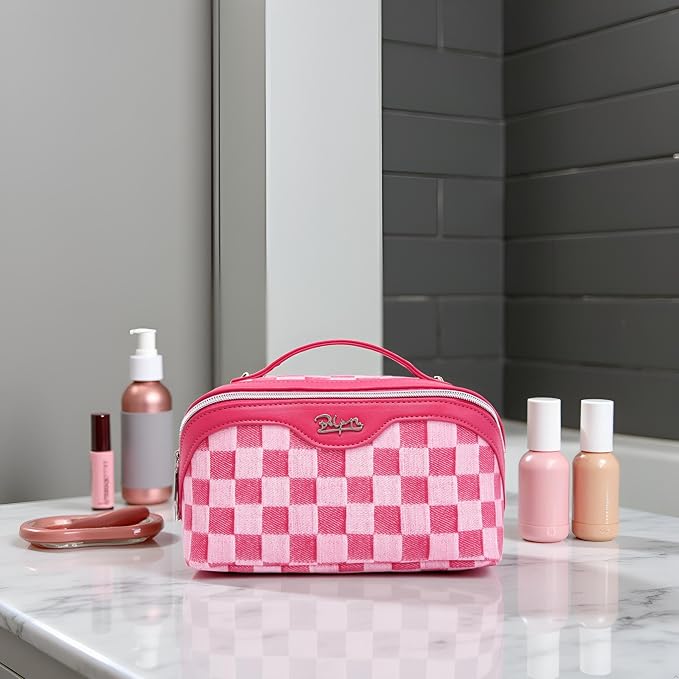 BOYATU Travel Makeup Bag for Women: Large Cosmetic Bag Set of 3 - PU Leather Make up Bag with Compartments - Compact Waterproof Toiletry Bag with Divider & Handle (D-4-Red) - Image 7