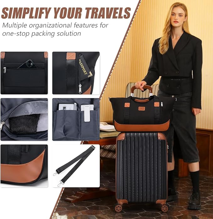 Cosbarn Carry On Luggage Sets 3 Piece, 20 Inch Luggage 22x14x9 Airline Approved with Wheels and TSA Lock, ABS Lightweight Hardshell Travel Suitcase Set with Duffel Bag Travel Bag for Men Women - Image 3