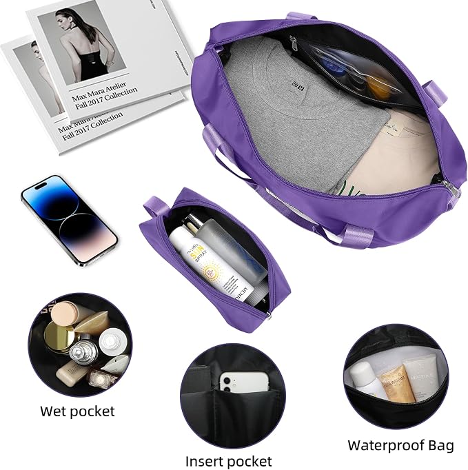 6 Piece Luggage Set Hard Shell - Grape Purple Expandable Suitcases with Spinner Wheels and Duffel Bags for Family Travel, Durable Carry On Luggage Sets with Lock for Women and Girls - Image 5