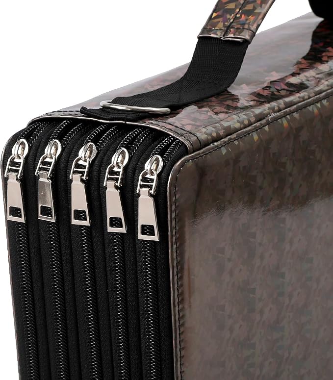 Large Capacity Colored Pencil Case - 600 Individual Slots PU leather with Zipper Closure Portable Organizer for Watercolor Pencils Ideal for Artists（Black） - Image 3