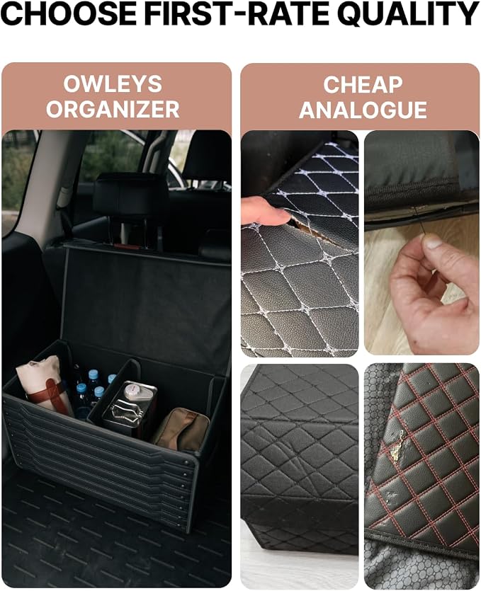 Owleys Trunk Storage 17.7" Collapsible Crate For Groceries, Tools & Travel Gear - Eco-Leather Car Organizer With Magnetic Lid - Practical Birthday Gift For Men (Highway 17) - Image 5