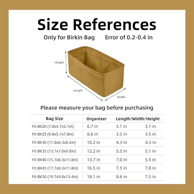 DGAZ Silk Purse Organizer Insert for Birkin Bag(Biscuit color,BK45) | Soft and Lightweight,Perfect Fit,Multi-pocket Storage,Bag Protector,Luxury Bag Care,Handmade,for Smooth Bag Organizer - Image 2