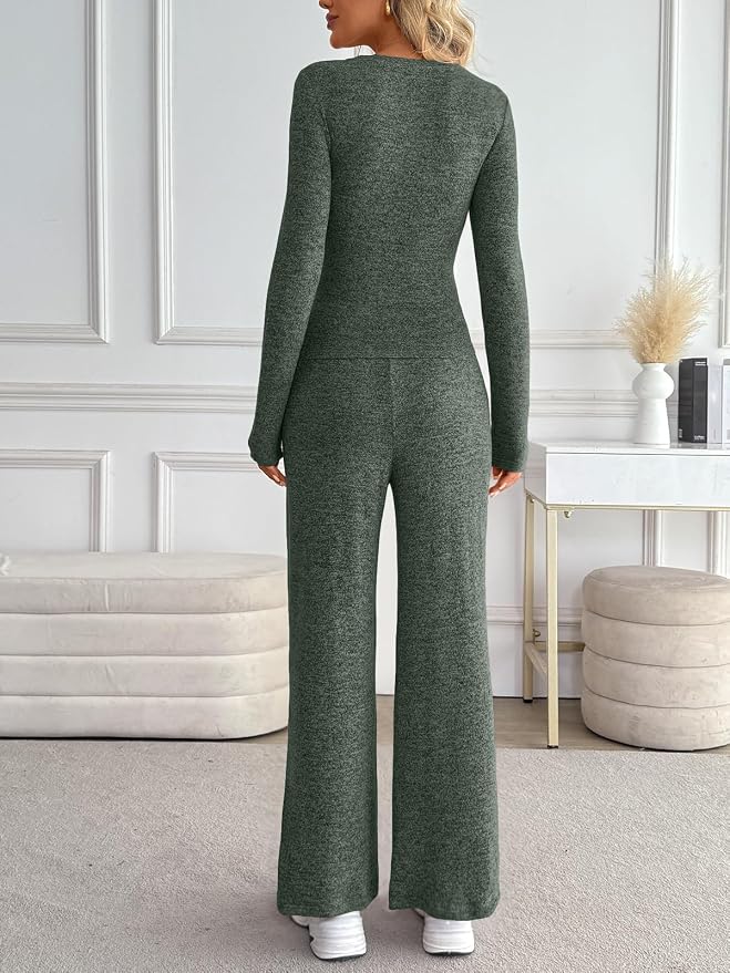 LILLUSORY Womens 2 Piece Matching Lounge Sets 2026 Fall Fashion Outfits | Long Sleeve Top & Drawstring Wide Leg Pants with Pockets, Workout Gym Comfort Sweat Suit, Travel Airport Vacation Clothing - Image 4