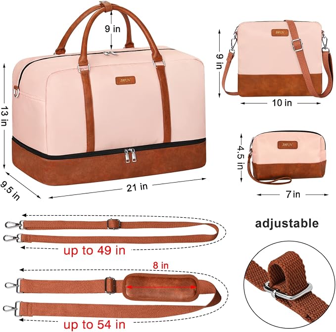 IBFUN Weekender Bags for Women, 21" Weekender Travel Bag, Travel Duffle Bag with Shoe Compartment Carry on Overnight Duffel Bag for Weekend Travel Business Trip, 3PCS - Image 6
