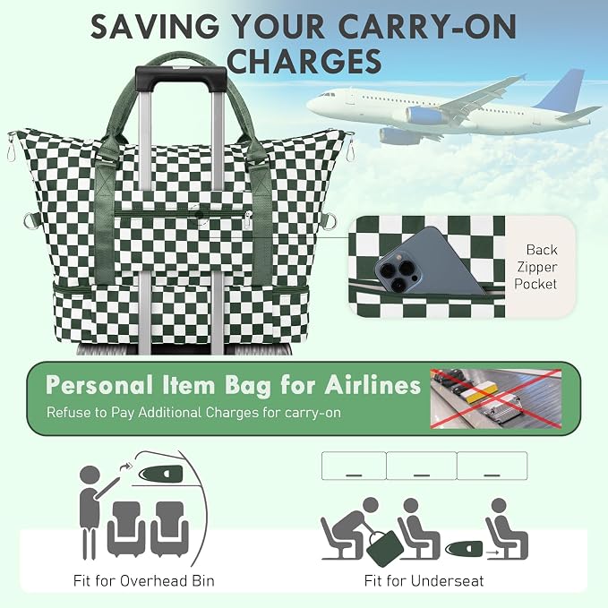 WOOMADA Weekender Overnight Bag for Women, Carry on Shoulder Travel Duffel with Shoes Compartment,Gym Bag with Toiletry Bag - Image 6