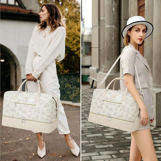 ITIEZY Weekender Overnight Bag for Women - Large Travel Duffel Bag with Shoe Compartment, Gym Duffel Bag Hospital Bag Carry On Tote Bags for Airplanes with Crossbody Bag Toiletry Bag 3Pcs Set - Image 7