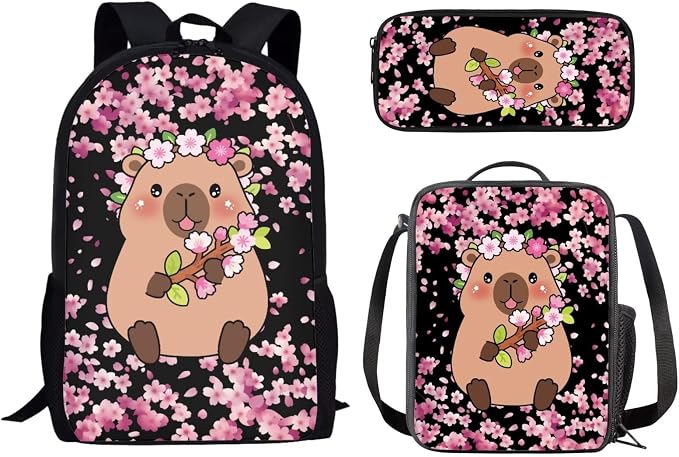 AFPANQZ Kids Backpack 3 Pieces Set Large Capacity School Bags with Heat Insulated Lunch Bags Small Pencil Bags 3 Pack by AFPANQZ
