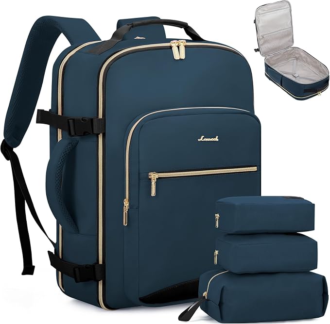 LOVEVOOK 40L Travel Backpack Flight Approved Carry on Backpack,3 Packing Cubes,Waterproof Personal Item Travel Bag,TSA Carry on Luggage Suitcase Travel Essentials,Gifts for Women & Men,fits 17" Laptop - Image 9
