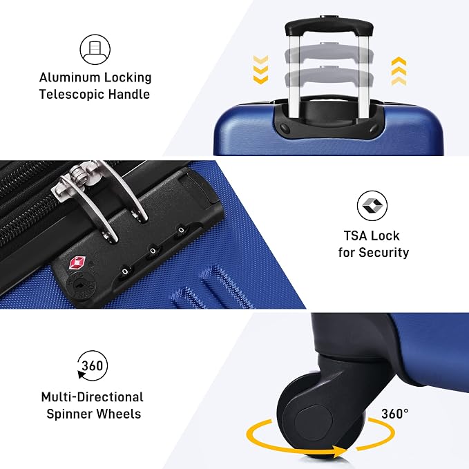 Merax Luggage Sets 3 Piece Hardside Expandable Suitcase with Spinner Wheels,Durable Lightweight Luggage with TSA Lock, Large Travel Luggage Set(Blue-1,20+24+28 inches) - Image 5
