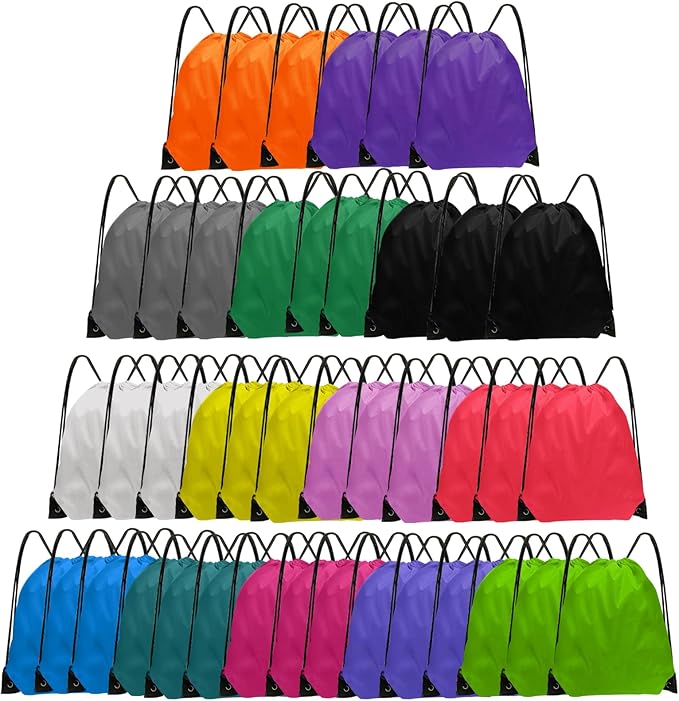 Grneric Drawstring Backpack Bulk 42 Pcs String Backpack Drawstring Bags Cinch Bag Sackpack for Men Women Gym 14 Colors by Grneric