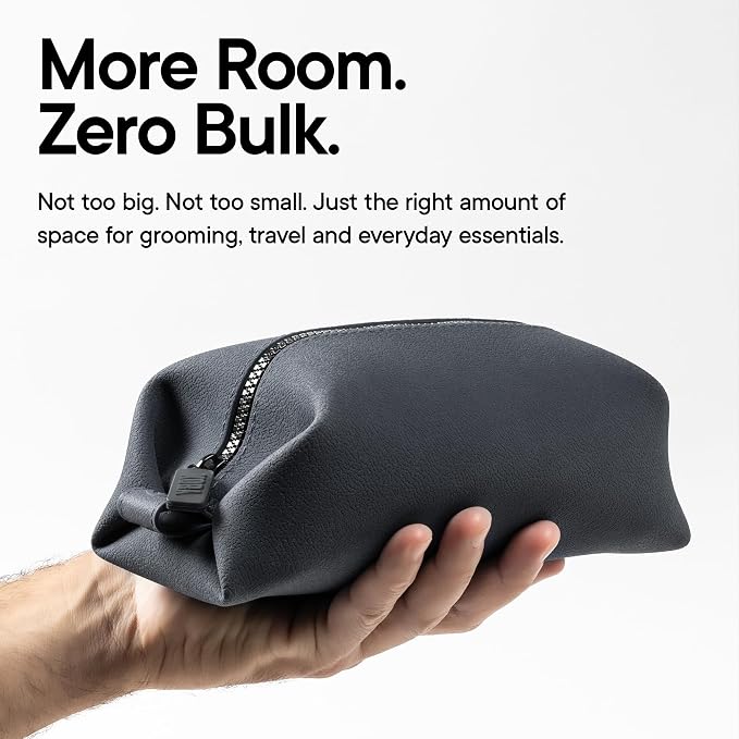 TOOLETRIES The Koby Dopp Kit, Premium Silicone Toiletry Bag for Men, Compact Leak-Resistant Travel Organizer with Heavy-Duty Zipper, Easy-to-Clean Grooming Bag – Lite 9" x 4.5" x 4.5", Charcoal - Image 2