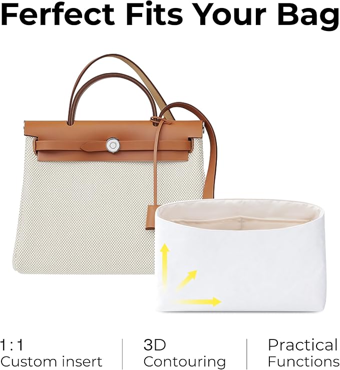 Bag Organizer Insert for HERMES Herbag 31 Handbag,Custom Fit Inside Premium Craie Lightweight WaterResistant Purse Insert with Cup Holder Accessories - Image 3