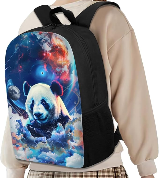 17 Inch Animal Print School Backpack And Lunch Box Set for Kids Lightweight Cool Planet Panda Backpack for Boys Girls Sturdy School Bag with Insulated Lunchbox Pencil Case Student Bookbag - Image 2