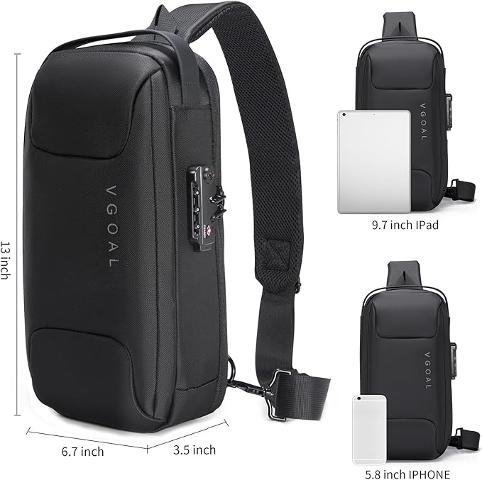 VGOAL Anti Theft Crossbody Bag Sling Bag for Men Anti Theft Sling Backpack Mini Backpack Daypack Crossbody for Travel Sport Running Hiking (FG6315) - Image 3