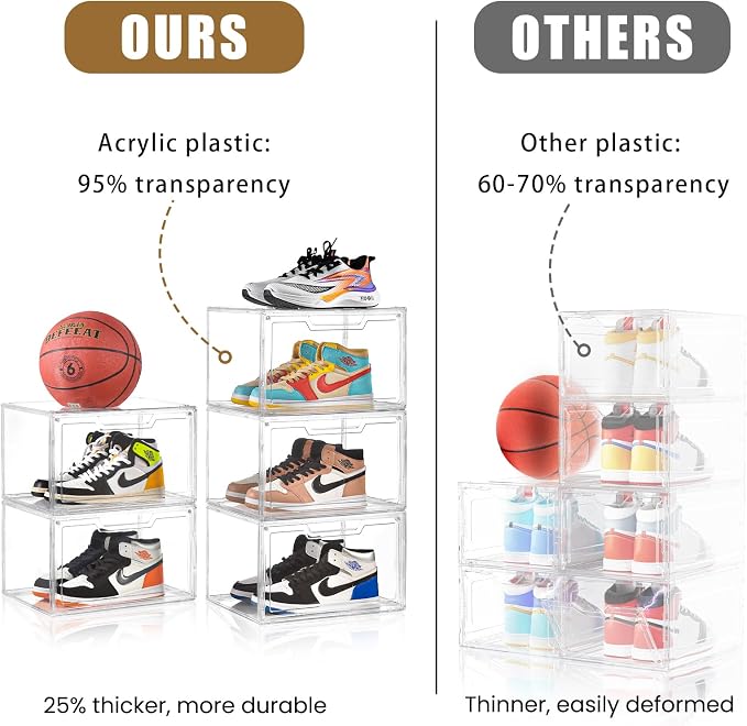 Magnetic Acrylic Clear Shoe Boxes – 360° Transparent Stackable Sneaker Storage & Organizer Box, Professional Shoe Display Case & Multipurpose Storage Bin for Closet (5pcs) - Image 6