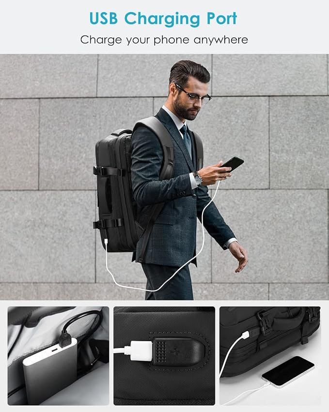 HOMIEE 40L Travel Backpack Expandable Carry on Backpack TSA Approved | Personal Item Backpack Fit 15.6 Inch Laptop, USB Charging Port, Waterproof Luggage Suitcase for Business Weekender - Image 7