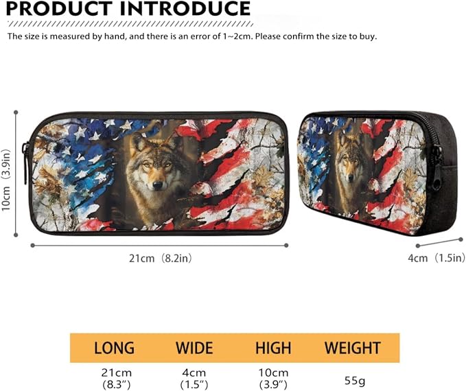 Camo Forest American Flag Wolf Print Schoolbag Set for Boys, 4th of July Backpack Set with Lunch Box and Pen Case, Casual Daypack Suitable for School, Picnic or Travel - Image 5