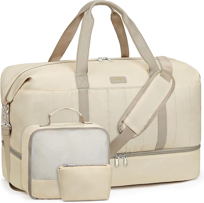 IBFUN Weekender Bags for Women, Travel Duffle Bag with Shoe Compartment Carry on Weekender Overnight Duffel for Weekend Travel Business Trip 3PCS by IBFUN