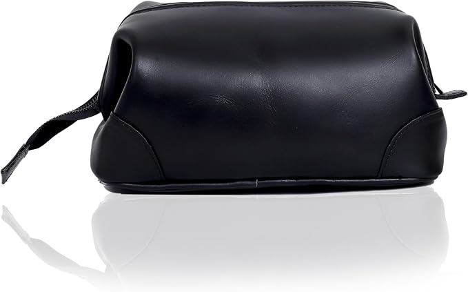 HLC Leather Toiletry Bag for Men Best Gift Premium Genuine Dopp Kit Shaving Kit Organizer Travel Kit Pouch Bag 10 inch Size (Black) - Image 4
