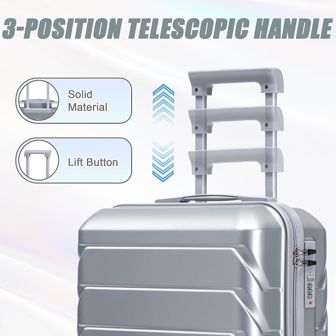 20+14 Inch Hardside Luggages, Lightweight Durable ABS Suitcase Spinner Wheels - Image 6