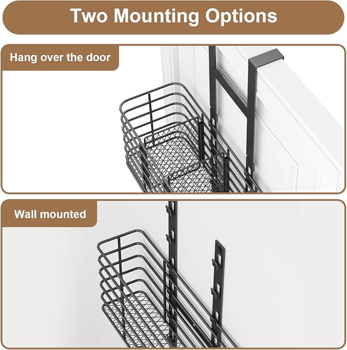 Yuyetuyo 5-Tier Over The Door Organizer Bathroom - Hair Dryer Holder - Hair Tool Organizer Adjustable Height, DIY Bathroom Storage Shelf Wall Mounted for Flat/Curling Irons, Straighteners, Skincare - Image 9