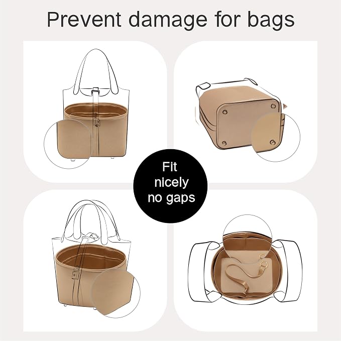 Fits for Picotin 18 Bag Insert, Premium Silk Purse Organizer Insert, Smooth Touch & Lightweight， Luxury Handbag Organizer with Gift Box Fits For Hermes(PC18,Chai) - Image 4
