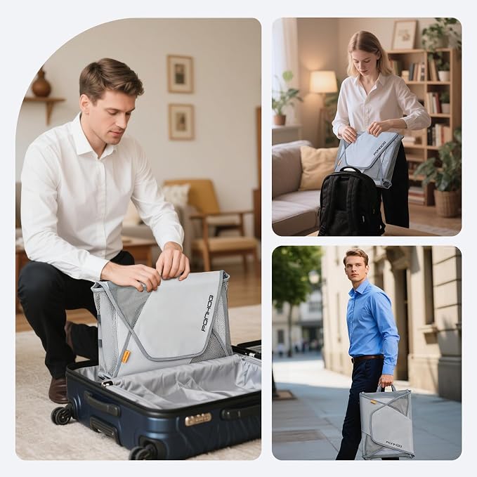 Ponhog Grment Folder for Travel 2-Pcs Grey | Original Garment Packing Folder, Foldable Clothes Shirt Bags with Wrinkle-Free Folding Board and Compression Wings - Image 7