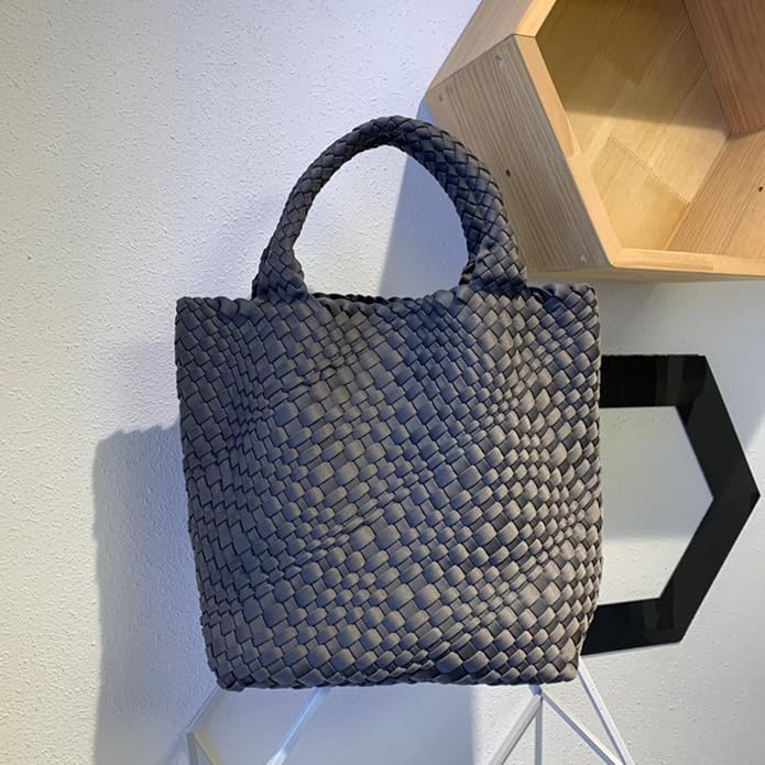 JINMANXUE Woven Hobo Bag For Women Neoprene Tote Bag Large Capacity Handbag Patchwork Handmade Casual Shoulder Bags - Image 7