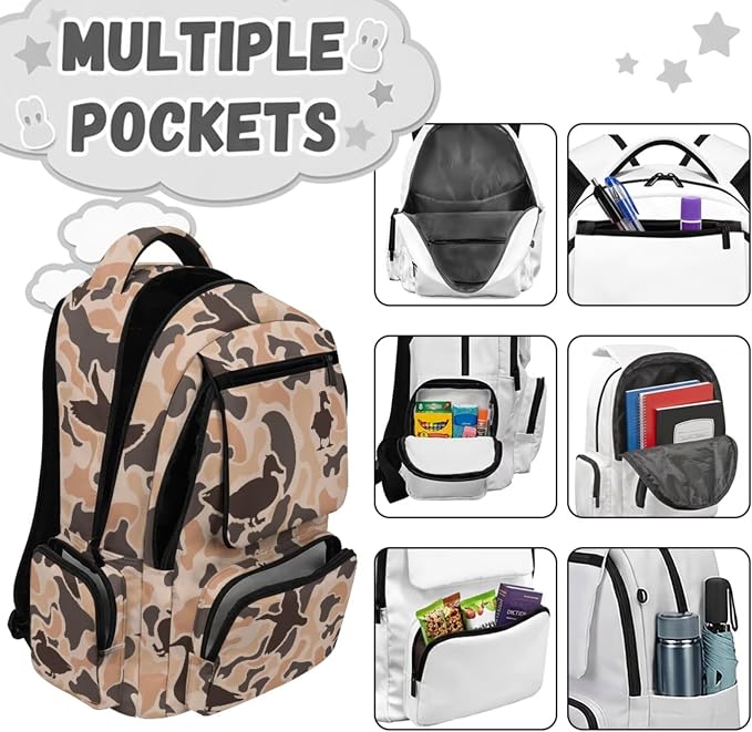 Flying Duck Kids School Backpack Set 4Pcs 17 Inch with Lunch Bag | Pencil Case and Water Bottle Holder, Lightweight 600D Fabric, Multi Compartments, for Boys Girls Elementary Middle School - Image 3