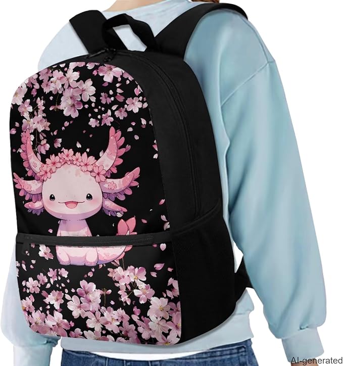 Axolot Back to School Backpack for Girls with Lunch Bag Elmentary Middle School Bags Bookbag Large Capacity Backpack Casual Sports Bookbag Back Pack for Travel and Daily Use - Image 2