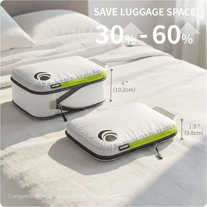 Cipway - 5 Set Compression Packing Cubes for Travel, Ultralight Packing Organizers for Luggage Suitcase & Backpack (White), L - Image 2