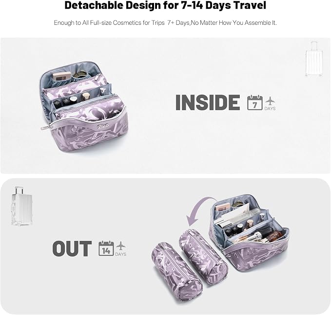 BOYATU Travel Makeup Bag for Women: Y2K Aesthetic Personalized Glossy 3 Pcs Set Cosmetic Organizer Bag - Trendy Statement Toiletry Pouch for Forward Women - Stand Out at Festivals & Trips(D-3-Purple) - Image 4