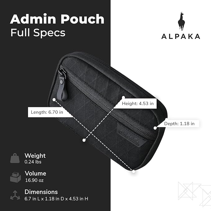 ALPAKA Admin Pouch EDC Organizer Tool Pouch Black X-Pac X42 | Smooth Zipper, Weatherproof Storage for Electronics, Cables, Travel Accessories - Image 6