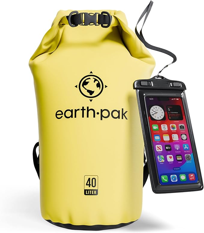 Earth Pak Waterproof Dry Bag - Roll Top Waterproof Backpack Sack Keeps Gear Dry for Kayak with Waterproof Phone Case by earthpak