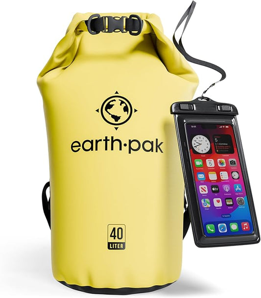 Earth Pak Waterproof Dry Bag - Roll Top Waterproof Backpack Sack Keeps Gear Dry for Kayak with Waterproof Phone Case by earthpak