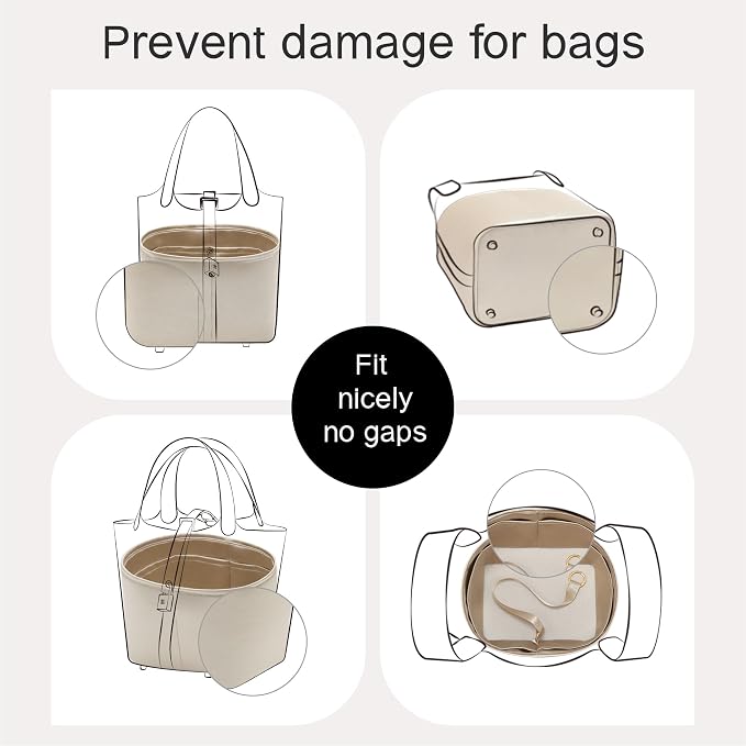 Fits for Picotin 18 Bag Insert, Premium Silk Purse Organizer Insert, Smooth Touch & Lightweight， Luxury Handbag Organizer with Gift Box Fits For Hermes(PC18,Champagne/Etoupe Grey) - Image 4