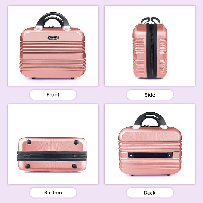 14 Inch Multi-Purpose Waterproof Hard Shell Makeup Case (Pink) | ABS Scratch-Proof, Carrying Cosmetic Organizer Case with Elastic Band, Train Case, Mini Suitcase Vanity Case for Women Girl - Image 6