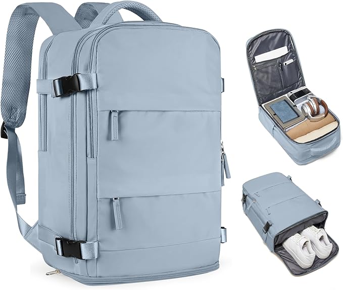 coofay Travel Backpack For Women Men Airline Approved Carry On Backpack Flight Approved Waterproof Sports Luggage Backpack Casual Daypack Small Hiking Backpack Grey Blue by coofay