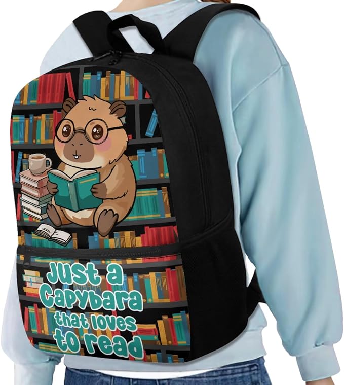 Capybara Backpack for School Kids Backpack and Lunch Box Sets Book Bag with Lunch Bag Pencil Case Water Bottle Sleeve Bookmark 5Pcs Kids Bookbag for Preschool Satchel - Image 2