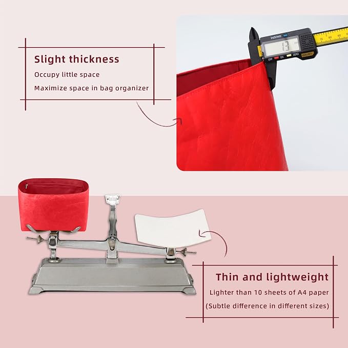 Lightweight Bag Insert for Artois MM, Side Zipper, Red | Bottle Holder and Side Zip, Smooth Satin Interior, Easy-Care Outer Surface, Multiple Color Options, Structured Yet Flexible - Image 5