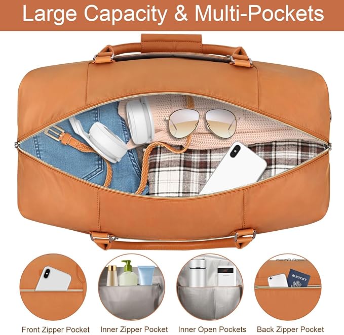 ITIEZY Weekender Overnight Bag for Women - Large Travel Duffel Bag with Shoe Compartment, Gym Duffel Bag Hospital Bag Carry On Tote Bags for Airplanes with Crossbody Bag Toiletry Bag 3Pcs Set - Image 3
