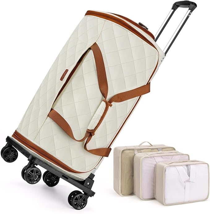 Rolling Garment Bags for Travel - Carry on Convertible Garment Duffle Bags with Wheels for Men Women, 4 in 1 Large Travel Duffel Bags with Shoes Compartment Hanging Suit Dress Weekender Bag 4pcs Set by IBFUN