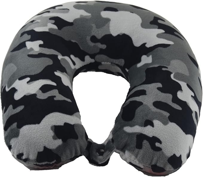Wolf Essentials Adult Cozy Soft Microfiber Neck Pillow, Compact, Perfect for Plane or Car Travel, Black Camo (Pack of 2) - Image 4
