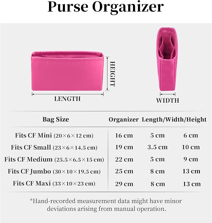Purse Organizer Insert, Silky-Soft Lightweight Design, Multi-Pocket, Keeps Bag Organized & Protects Interior, Fits Chanel Classic Flap Jumbo, Ideal for Travel & Daily Use(Rose Shocking, CF Jumbo 30) - Image 8