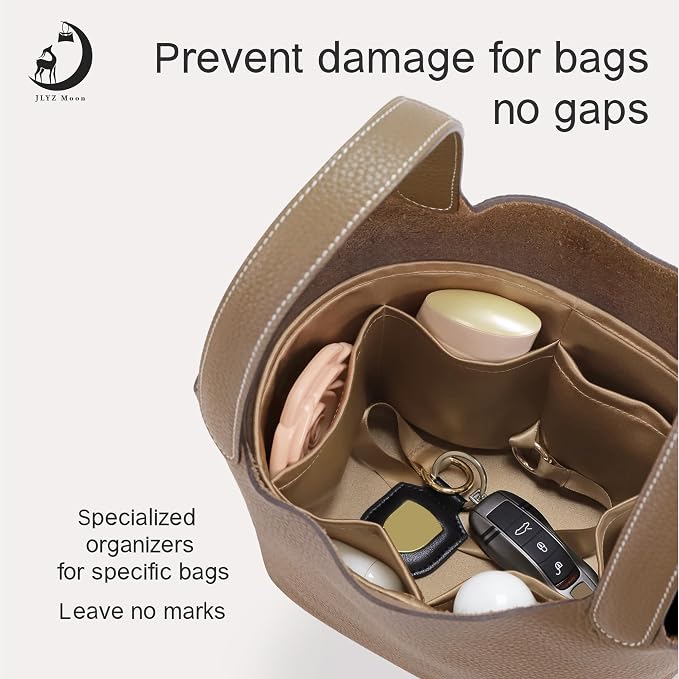 Fits for Picotin 18 Bag Insert, Premium Silk Purse Organizer Insert, Smooth Touch & Lightweight， Luxury Handbag Organizer with Gift Box Fits For Hermes(PC18,Chai) - Image 2