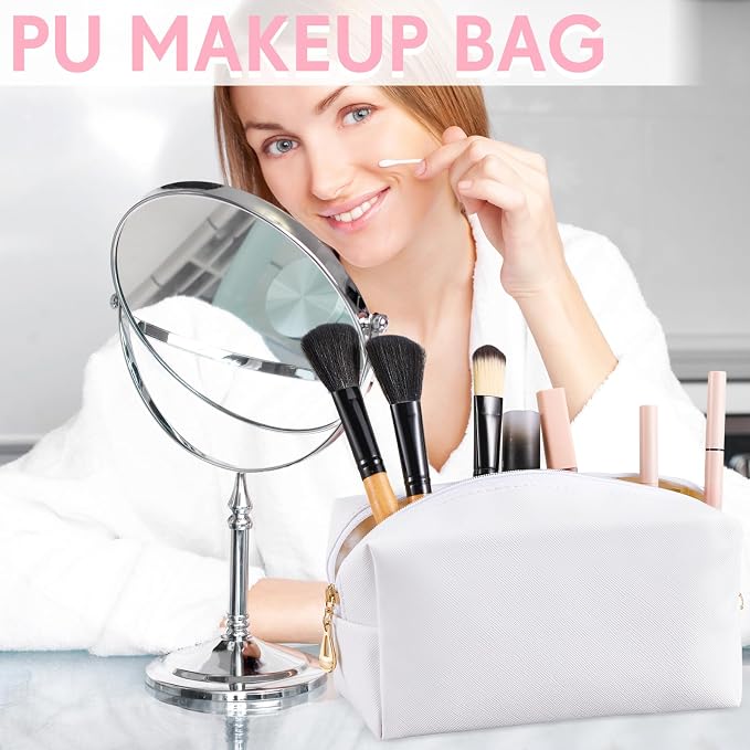 Kigeli Aesthetic Makeup Bags PU Leather Cosmetic Pouches Waterproof Plain Toiletry Bags Makeup Pouches Bulk for Women Party Gift Travel Storage Organizer(White,7.1 x 2.8 x 4.3 in) - Image 7
