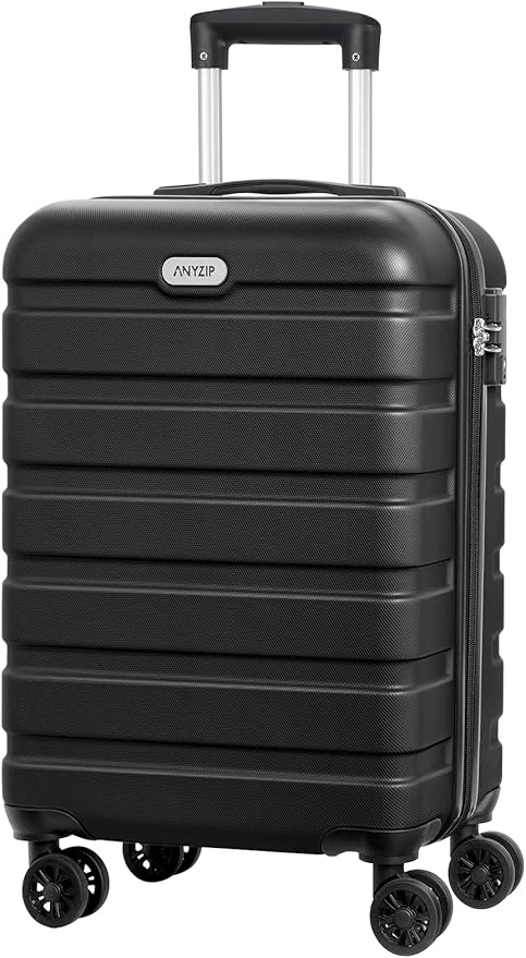 AnyZip Luggage PC ABS Hardside Lightweight Suitcase with 4 Universal Wheels TSA Lock Carry-On 20 Inch Black by YourBestTravelChoice