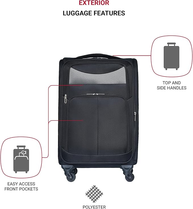 Merax Luggage Set Softshell 2 Piece 20/24 Expandable Suitcase with Wheels | Softside Lightweight Travel Carry on Luggage,Black - Image 6