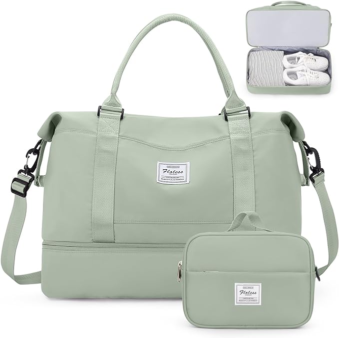 Weekender Bags for Women, Personal Item Travel Bag with Shoes Compartment | Overnight Travel Duffel Bag with Toiletry Bag, Airplane Friendly Carry-On Bag by SYCNB